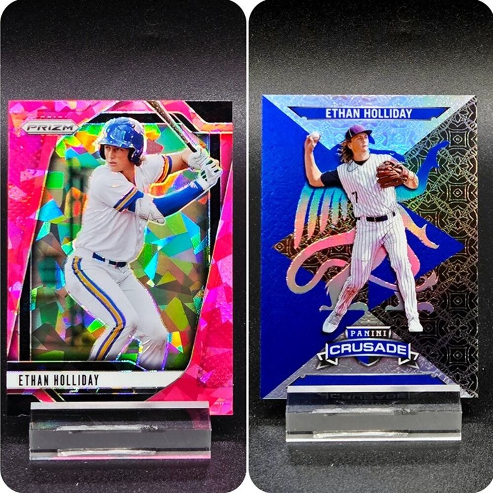 Ethan Holliday Crusade Pink Cracked Ice Prizm Colorado Rockies Top Prospect